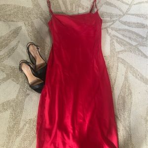 Red Urban Outfitters silky midi dress